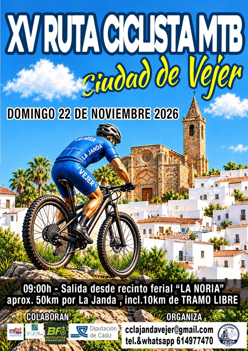 XV RUTA CICLISTA MTB “CIUDAD DE VEJER 2026” - Inscríbete
